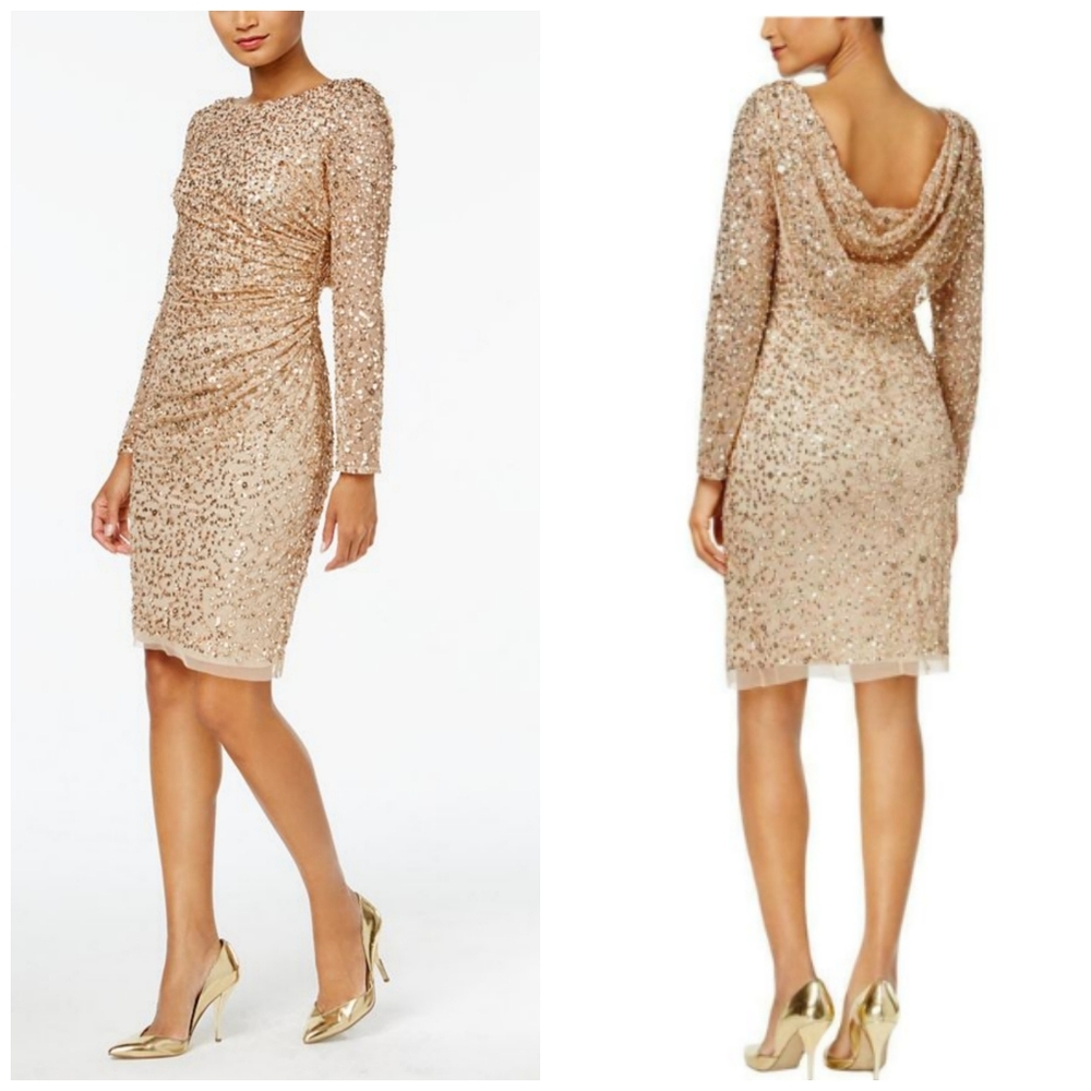 Adrianna Papell Gold Sequin Dress